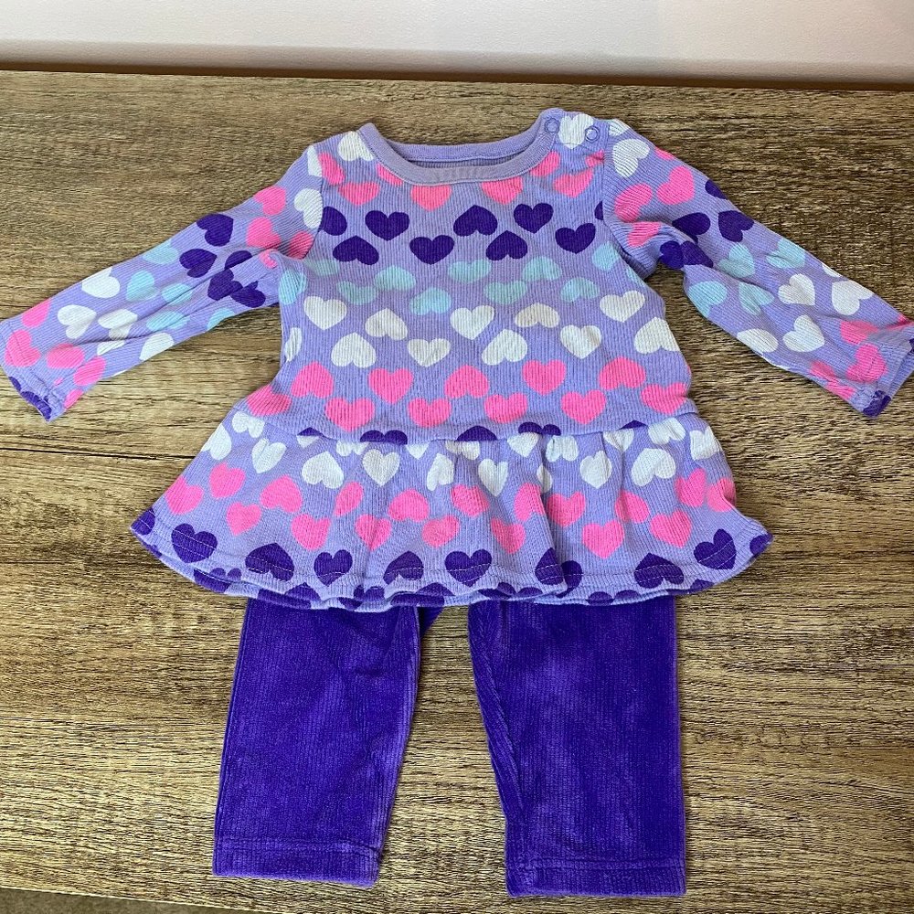 Jumping Beans Leggings Outfit Purple Hearts Sz 6M
